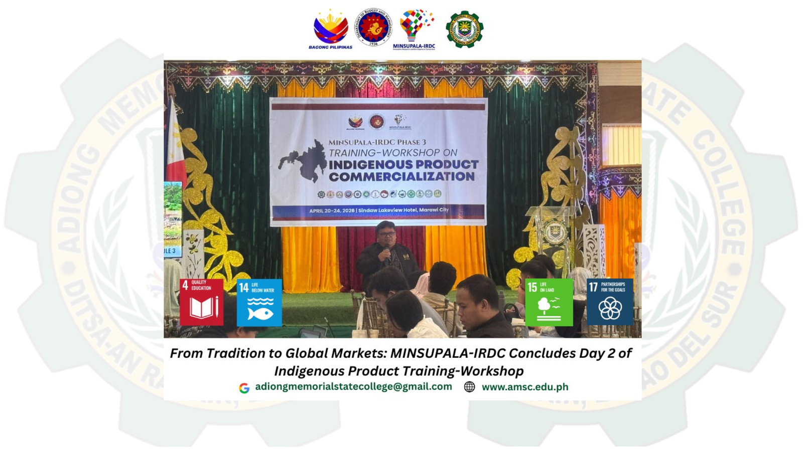 From Tradition to Global Markets: MINSUPALA-IRDC Concludes Day 2 of Indigenous Product Training-Workshop